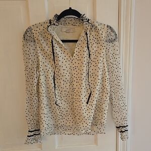 LOFT Ruffled Polka Dot Blouse - Cream and Black